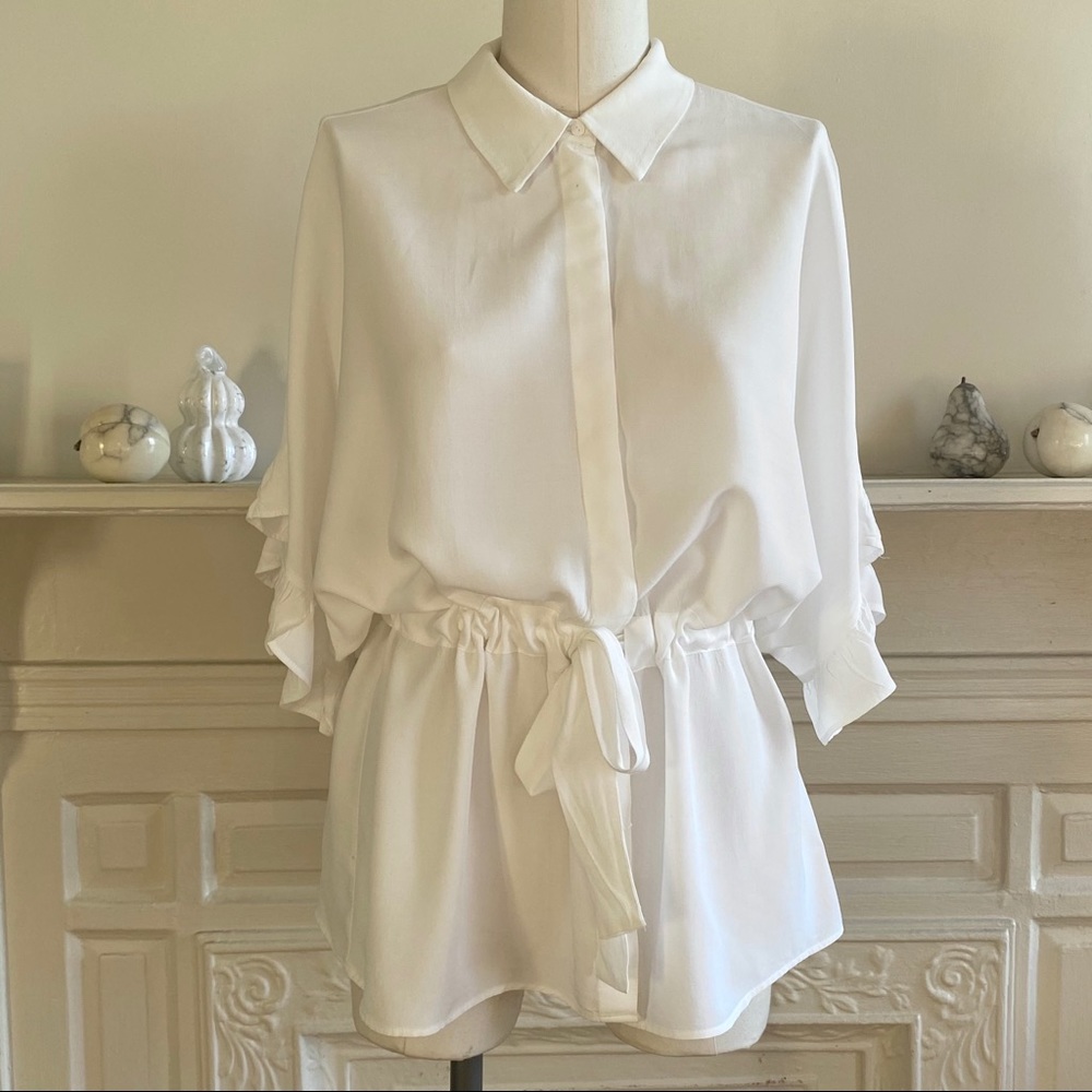 Ruffle-Sleeved Draped Blouse by Zara